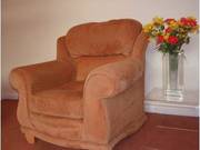 two piece suite - two seater and chair in peach